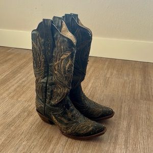 Corral Black and gold sparkle cowboy boots size 7